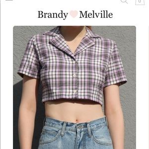 Brandy Melville Vivian Purple Plaid Top One Size